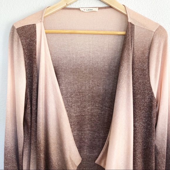 I. Joah Blush Pink Ombré Open Cardigan Sweater M - Picture 4 of 8